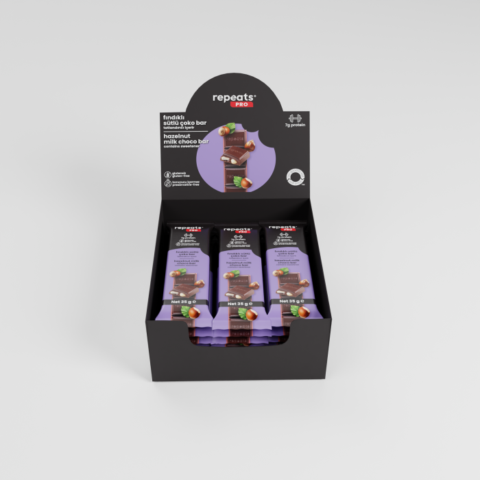 Yüksek Proteinli Fındıklı Sütlü Çoko Bar 35gr X 12 Adet