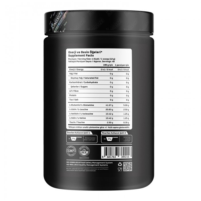 Kingsize Nutrition BCAA + Glutamine Powder 1000 Gr