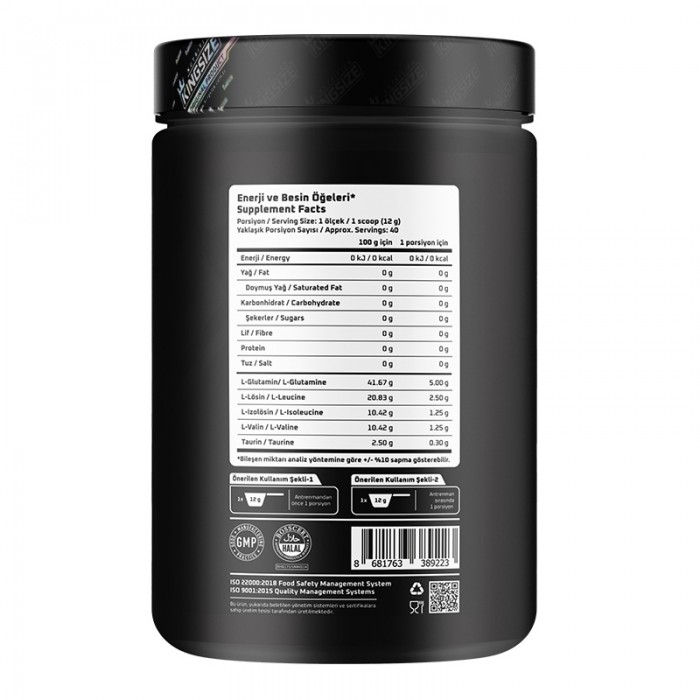Kingsize Nutrition BCAA + Glutamine Powder 1000 Gr