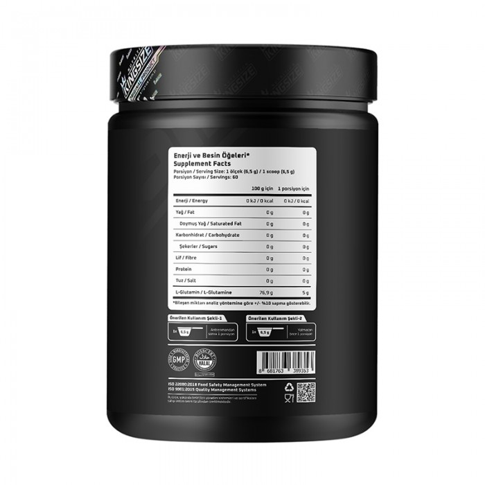 Kingsize Nutrition Glutamine Powder 390 Gr