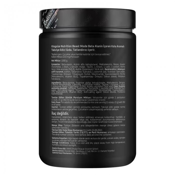 Kingsize Nutrition Beast Mode 1000 Gr