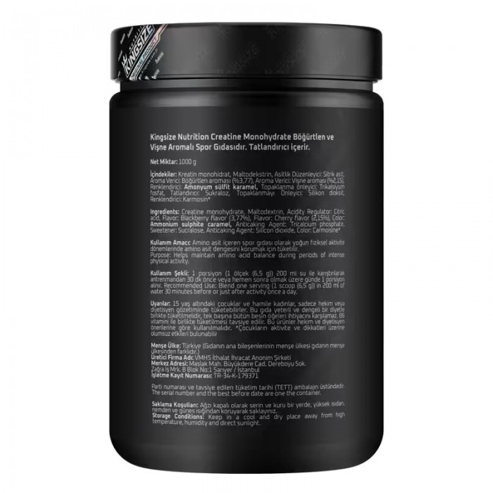 Kingsize Nutrition Creatine Powder 1000 Gr ( Aromalı )