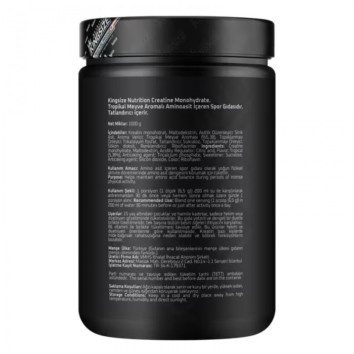 Kingsize Nutrition Creatine Powder 1000 Gr ( Aromalı )