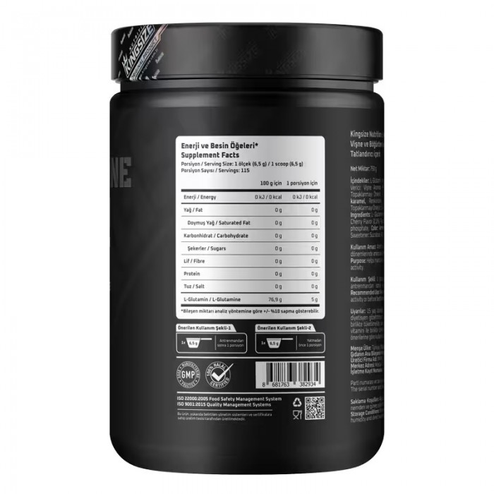 Kingsize Nutrition Glutamine Powder 750 Gr