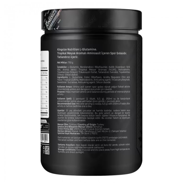 Kingsize Nutrition Glutamine Powder 750 Gr