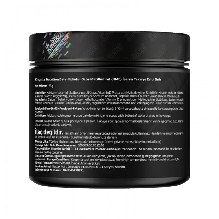 Kingsize Nutrition HMB + Vitamin D3 175 Gr
