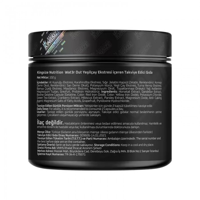 Kingsize Nutrition Wat3r-Out 120 Kapsül