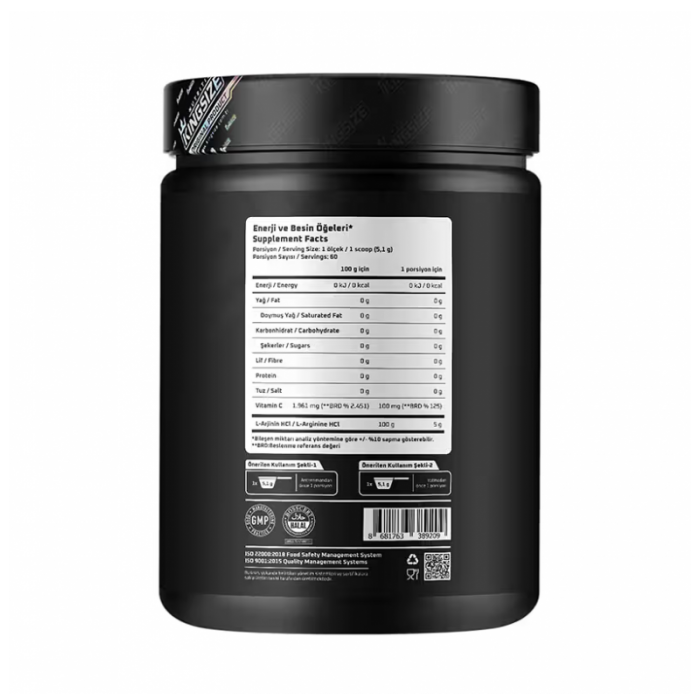 Kingsize Nutrition Arginine Powder 306 Gr
