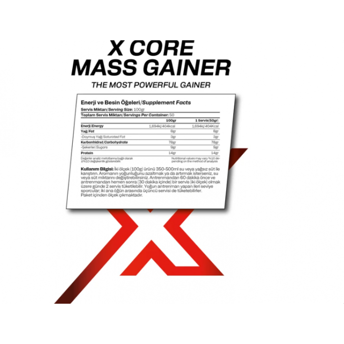 Bioxlab X-Core Mass Gainer 5000 gr 50 Servis Karbonhidrat Tozu - Gainer - Hacim