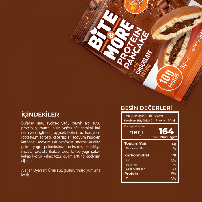 BITE MORE Proteinli Pankek  Çikolatalı (50g x12 Adet)